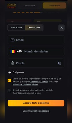 Pasul 1 al activării bonusului la Joker Casino