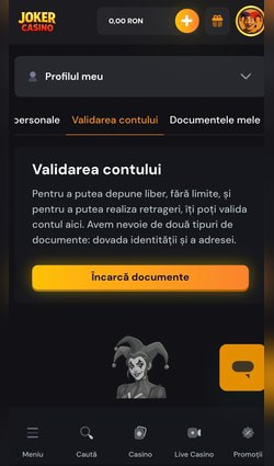 Pasul 2 al activării bonusului la Joker Casino
