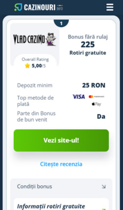 Descrierea bonusului fără rulaj de la Vlad Cazino