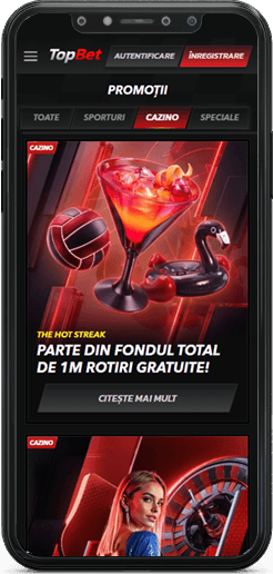 Secțiunea de promoții din aplicația TopBet Casino