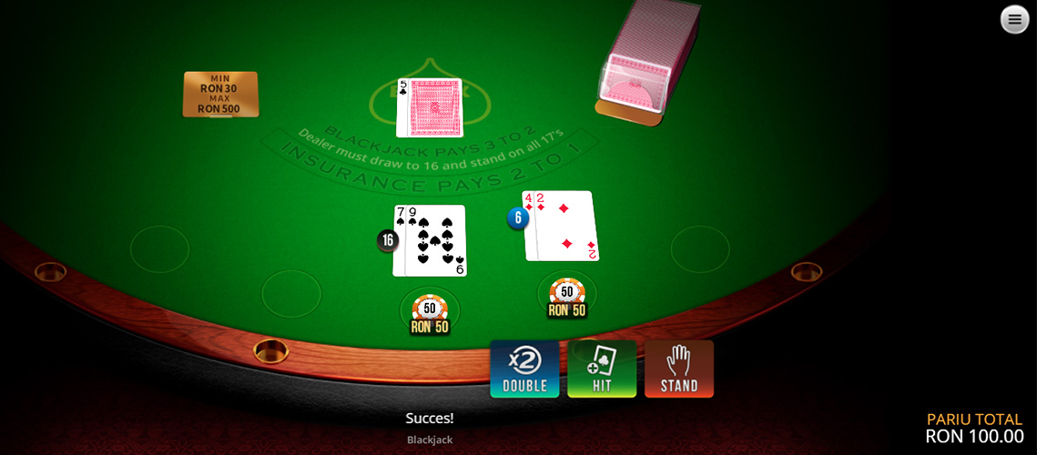 Blackjack joc cu mize mici