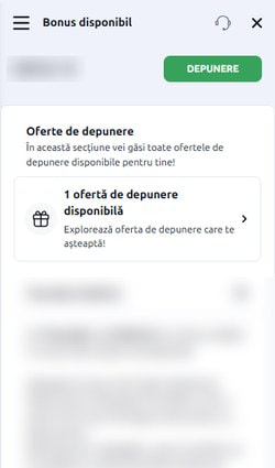 Oferta de depunere disponibilă în cont după plata prin transfer bancar