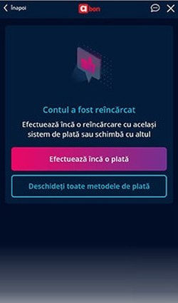 Confirmarea din casierie după introducerea codului Abon