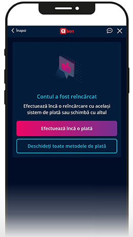 Mesajul care confirmă că depunerea prin Abon a fost realizată cu succes.