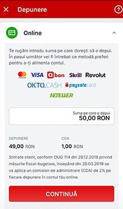 Scrie valoarea depunerii în casieria cazinoului