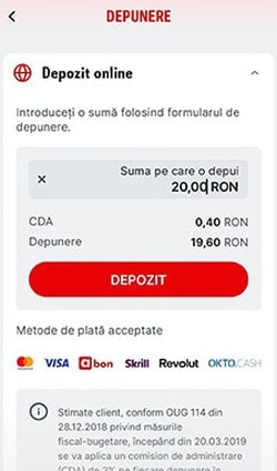 Casieria unui cazinou online cu sumele de depunere