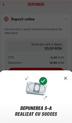 Plata cu cardul aprobată, cu suma adăugată în sold