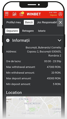 Adresa locației unde se depun banii în cazinoul fizic.