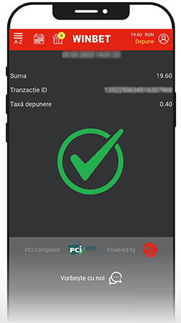 Mesaj cu bifă verde pentru depunere reușită.