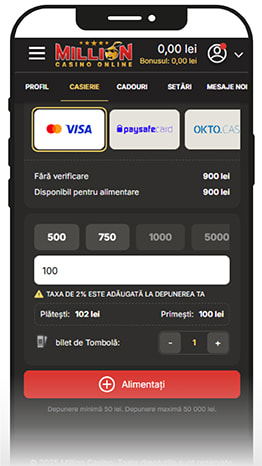 Secțiunea Casierie din cadrul cazinoului Million.