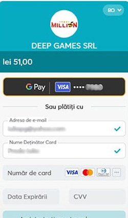 Selectarea plății cu cardul pentru Google Pay