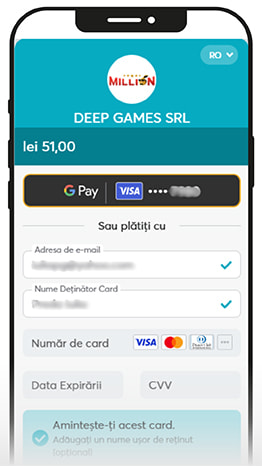Metoda de plată Google Pay disponibilă pentru depunerea la Million Casino.