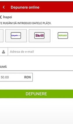 Selectarea metodei Neteller și a adresei de email în casierie