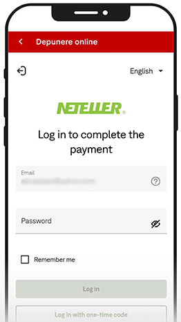 Imagine cu pașii necesari pentru autentificarea în contul Neteller.