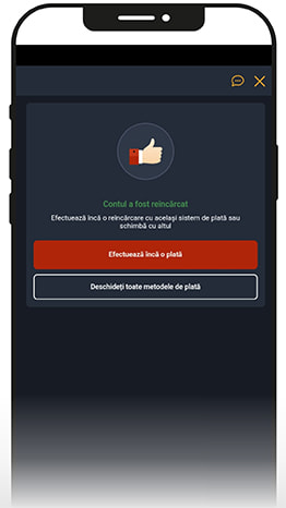Mesaj care care confirmă succesul depunerii cu PaysafeCard.