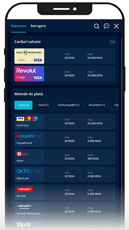 Carduri salvate și alte metode de plată, cu limite diferite la depunere, la Mr Bit Casino.