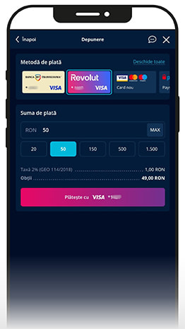 Depunerea cu Revolut la Mr Bit Casino, pentru 20 RON.