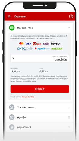 Imagine cu casieriea unui cazinou online care oferă multiple metode de plată la un depozit de 25 RON.