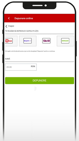 Imagine cu metoda de plată Skrill și valoarea unui depozit.