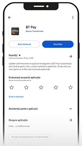 Aplicația BT Pay în Google Store.
