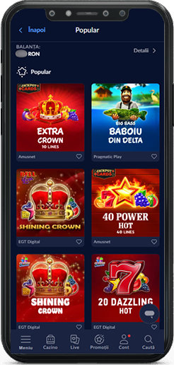 Categoria de sloturi populare la Royal Slots Casino pe mobil