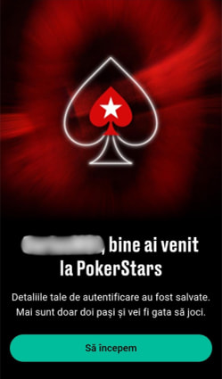 Confirmarea înregistrării la PokerStars Casino