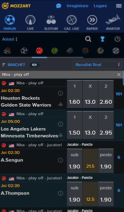 Cotele meciurilor dintr-o etapă a Euroligii de baschet la Mozzart.