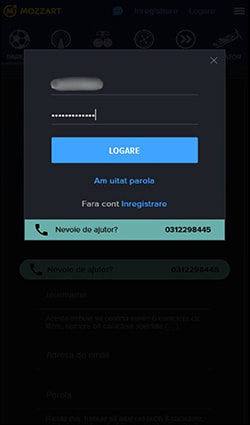 Confirmarea activării contului de jucător la casa de pariuri online Mozzart.