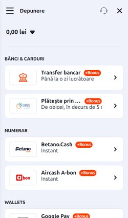 Metodele de depunere dintr-o casierie de cazinou, cu transferul bancar printre opțiuni