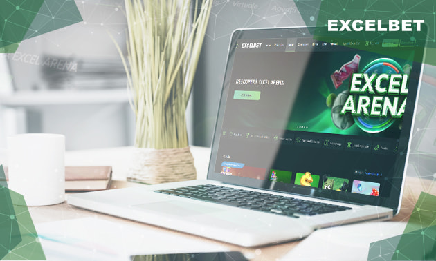 Site-ul Excelbet deschis pe un laptop