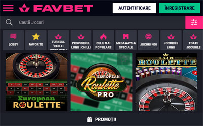 Ruletă la Favbet casino mobil