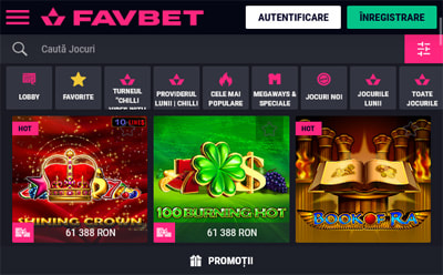 Sloturi la Favbet casino mobil