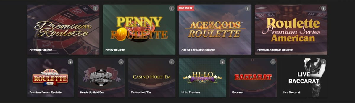 Gama variabilă de jocuri de masă la Betfair Casino