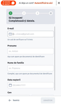 Procesul de înregistrare la Betano - Pasul 1