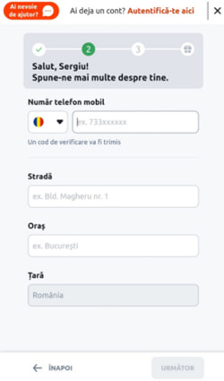 Procesul de înregistrare la Betano - Pasul 2