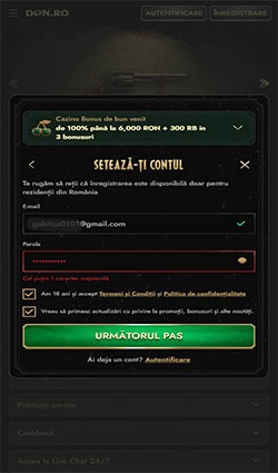 Setarea contului și acceptarea termeniilor și condițiilor