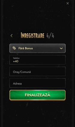 Introducere număr de telefon și adresa la Don Casino
