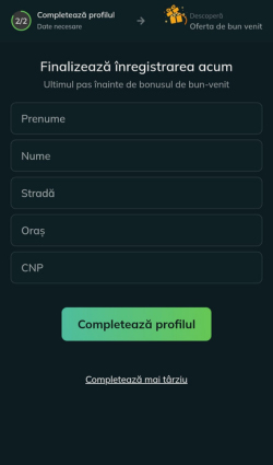 Introducerea datelor personale și a CNP-ului în formularul de înregistrare Excelbet Casino