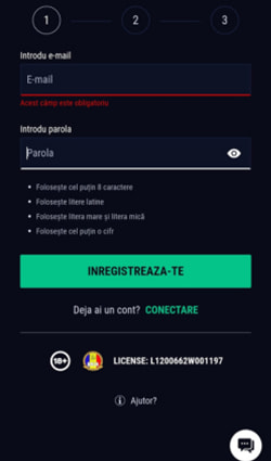 Crearea unui cont la Favbet Casino - Pasul 2