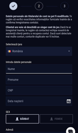 Crearea unui cont la Favbet Casino - Pasul 3