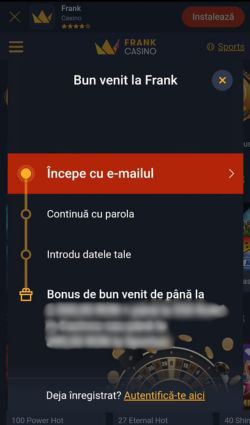 Pașii pe care trebuie să îi urmezi pentru înscrierea la Frank Casino