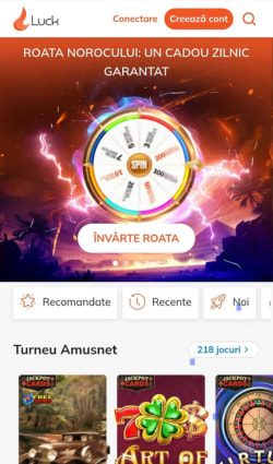 Prima pagină a site-ul Luck Casino