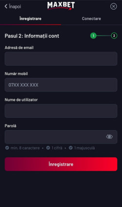 Cum se face un cont la MaxBet - Pasul 3