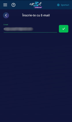 Introducerea adresei de e-mail pe care o vei asocia cu contul Mr Bit Casino