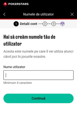 Alege un nume de utilizator pentru contul tău PokerStars Casino