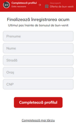 Pasul trei de înregistrare la Powerbet Casino care îți cere să introduci datele personale și CNP-ul.