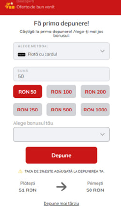 Pasul patru de înregistrare la Powerbet Casino care îți cere să faci o depunere, însă este opțional.