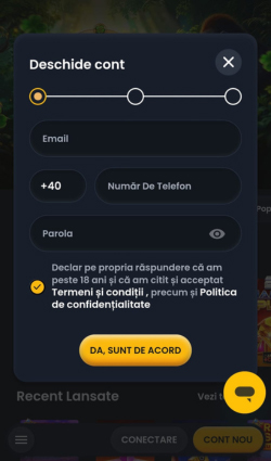 Introducerea adresei de e-mail și a parolei la Spin Casino