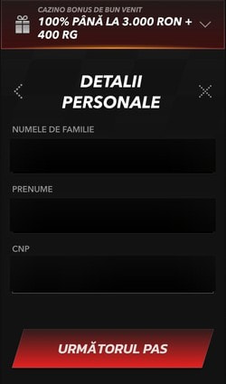 Completarea numelui și a CNP-ului la TopBet Casino