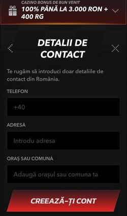 Introducerea telefonului și a adresei de contact la TopBet Casino